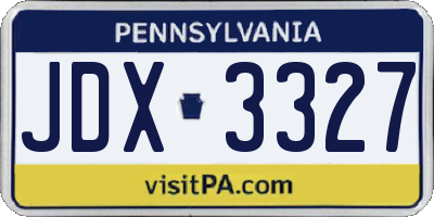 PA license plate JDX3327