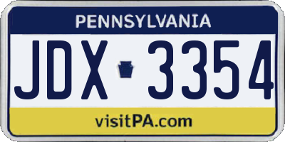 PA license plate JDX3354