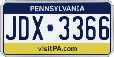PA license plate JDX3366