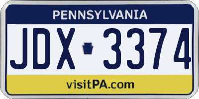 PA license plate JDX3374