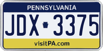 PA license plate JDX3375