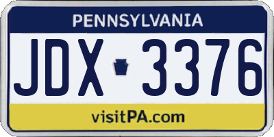 PA license plate JDX3376