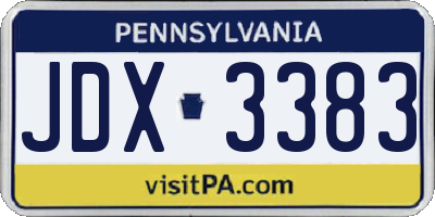 PA license plate JDX3383