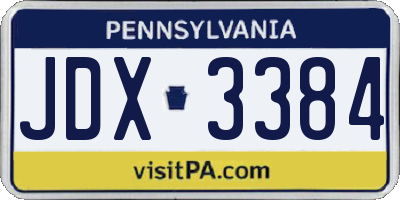 PA license plate JDX3384