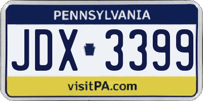 PA license plate JDX3399