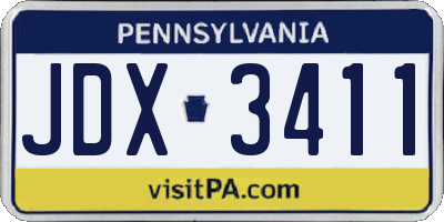 PA license plate JDX3411