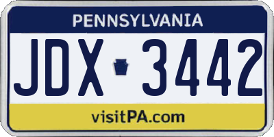 PA license plate JDX3442