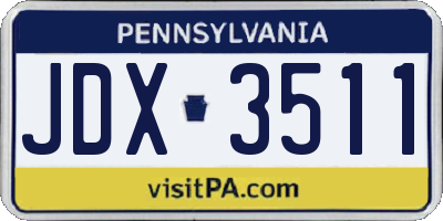 PA license plate JDX3511