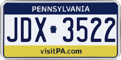 PA license plate JDX3522
