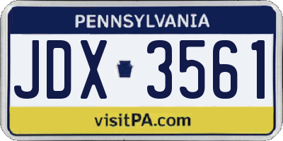 PA license plate JDX3561