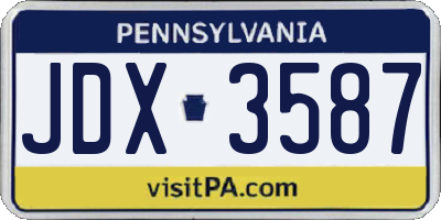 PA license plate JDX3587