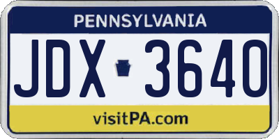 PA license plate JDX3640