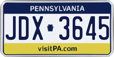 PA license plate JDX3645