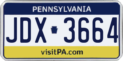 PA license plate JDX3664
