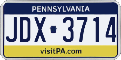 PA license plate JDX3714
