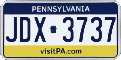 PA license plate JDX3737