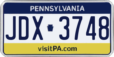 PA license plate JDX3748