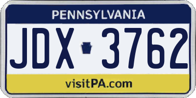PA license plate JDX3762