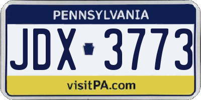 PA license plate JDX3773