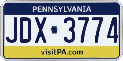 PA license plate JDX3774