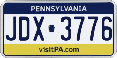 PA license plate JDX3776