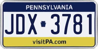 PA license plate JDX3781