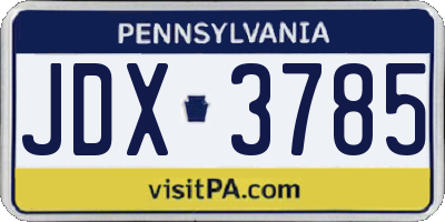 PA license plate JDX3785