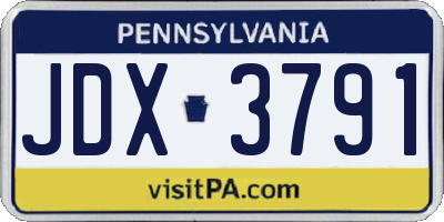 PA license plate JDX3791
