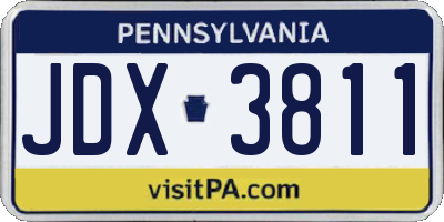PA license plate JDX3811