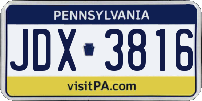 PA license plate JDX3816