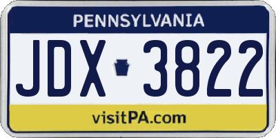 PA license plate JDX3822