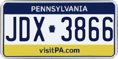 PA license plate JDX3866