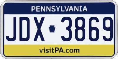 PA license plate JDX3869