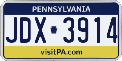 PA license plate JDX3914