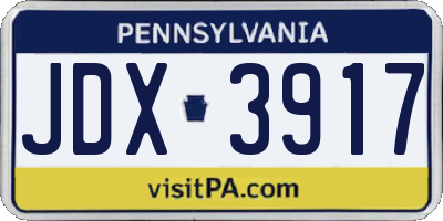 PA license plate JDX3917