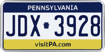 PA license plate JDX3928