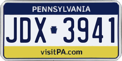 PA license plate JDX3941