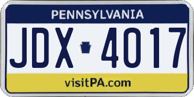 PA license plate JDX4017