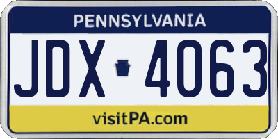 PA license plate JDX4063