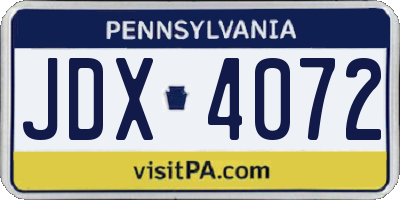 PA license plate JDX4072