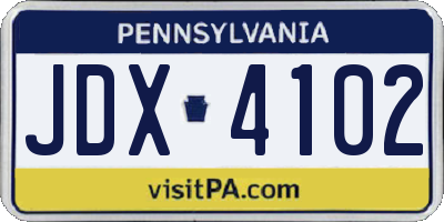 PA license plate JDX4102