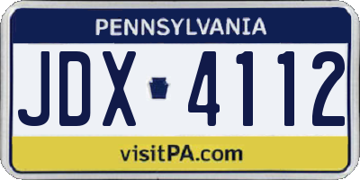 PA license plate JDX4112