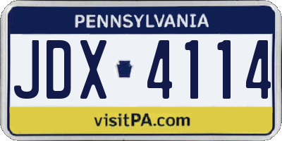 PA license plate JDX4114