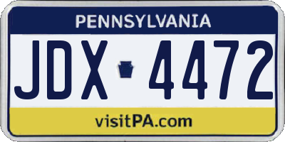 PA license plate JDX4472