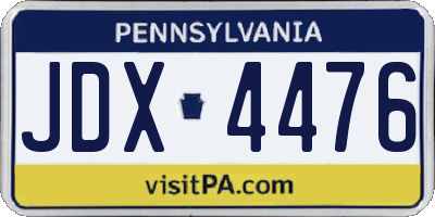 PA license plate JDX4476