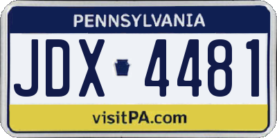 PA license plate JDX4481