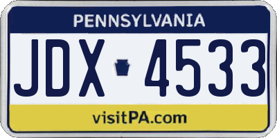 PA license plate JDX4533