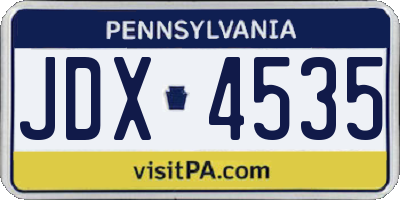 PA license plate JDX4535