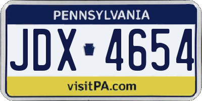 PA license plate JDX4654