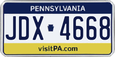 PA license plate JDX4668